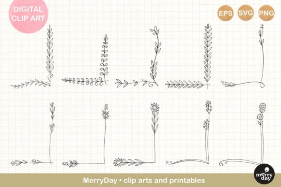 10 Flower and Leaves Corner Line Art: A Designer’s Perspective