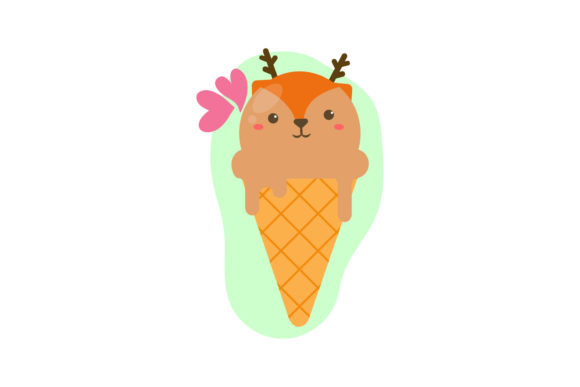 Cute Animal Ice Cream Flat Icon for Embroidery Projects