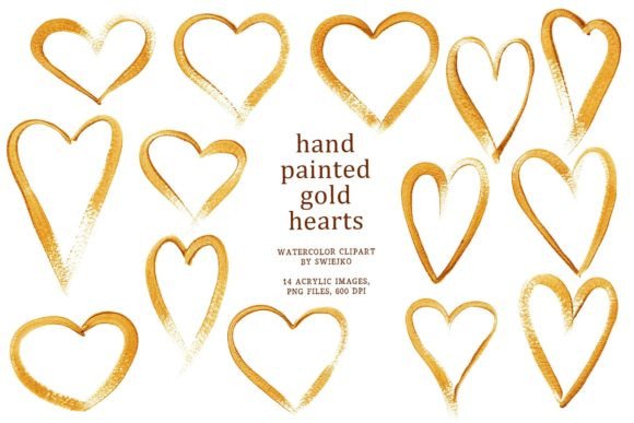 Gold Hearts, Hand Painted Acrylic Hearts