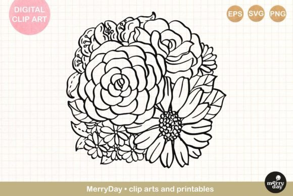 Round Flower Bouquet Line Art No. 2 Review for Embroidery Projects