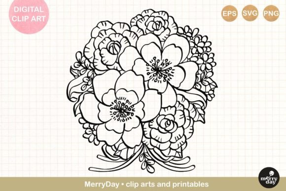 Round Flower Bouquet Line Art No. 6 Review for Real Projects