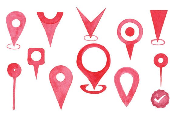 Watercolor Map Pointer Location Sign Review for Embroidery Projects