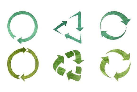 Watercolor Recycling Symbols Set: A Designer’s Perspective